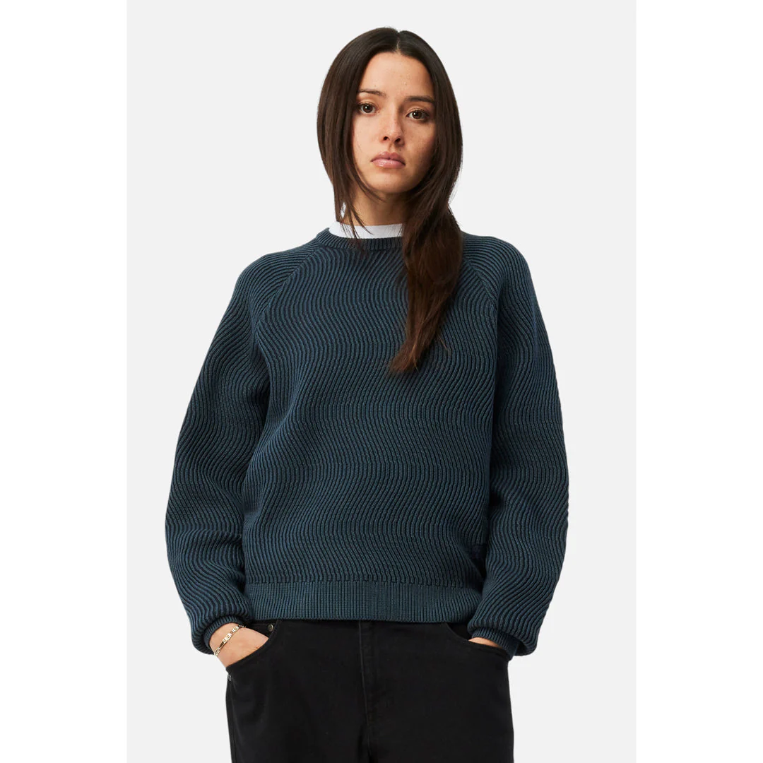 Dime Wave Knit Sweater Navy - Image 6