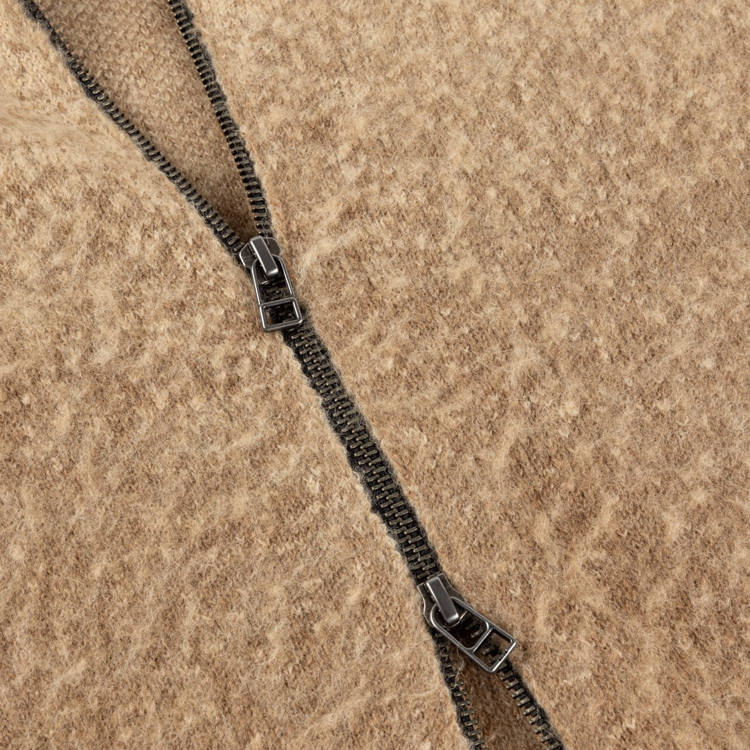 Dime Mohair Double Zip Knit Camel - Image 3