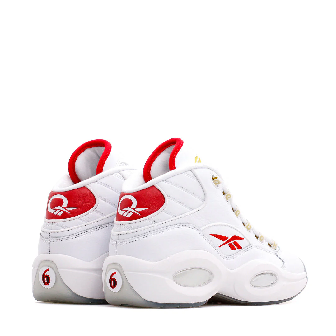 Reebok Classics Basketball Men Question Mid Allen Iverson Dr J #6 White Red GX0230 - Image 3