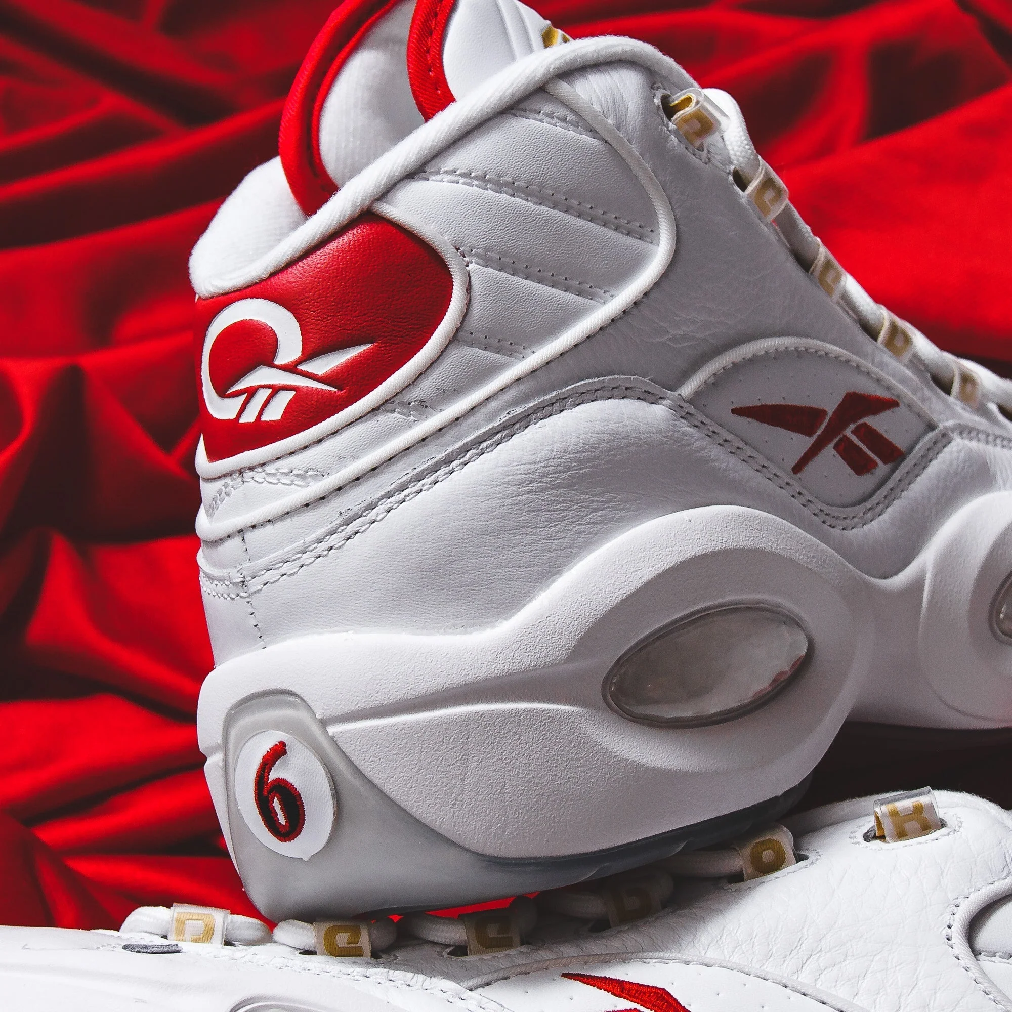 Reebok Classics Basketball Men Question Mid Allen Iverson Dr J #6 White Red GX0230 - Image 4